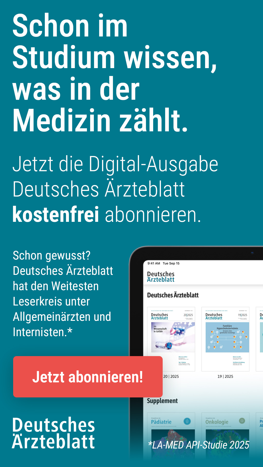 Mehr über den Artikel erfahren Kostenfreie Digital- Ausgabe Deutsches Ärzteblatt
